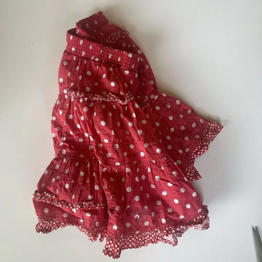 Oilily Girls Red White Polka Dot Ruffle Twirl Skirt Sz 128 Euro Boutique Disney
